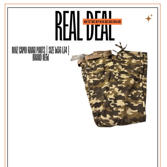 NOIZ Camo Khaki Pants | Size W36 L34 | Brand New - Picture 1 of 1